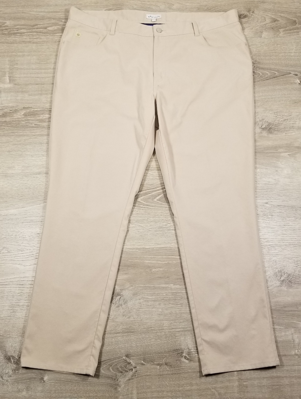 Peter Millar Pants Men's Size 42x30 Tan EB66 5 Pocket Performance Golf Logo